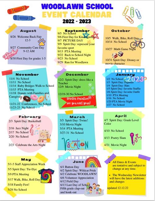 updated events calendar 12.12